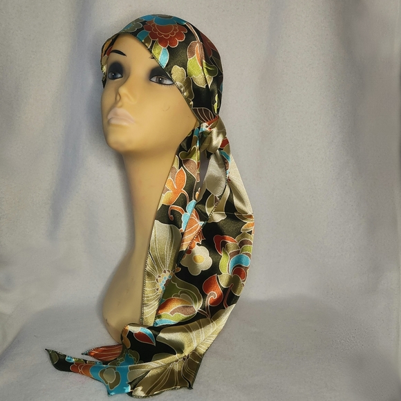 Space Age Inc. A  Beautiful Multi-Sized Floral Print Satin Scarf/Belt - Picture 3 of 7